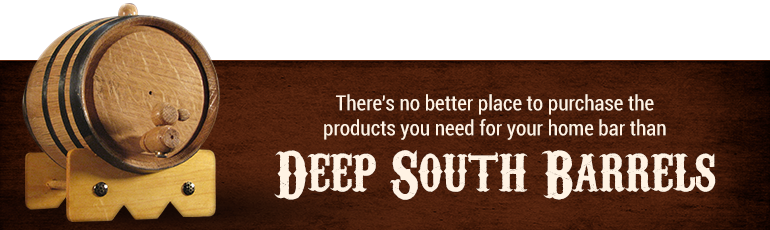Mini oak barrels from Deep South Barrels are great for aging liquor.